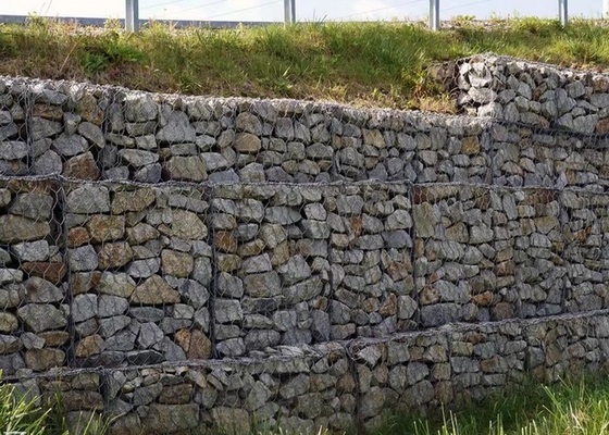 Galfan Coated Reinforced Gabion Mesh For Slope Support And Foundation Pit Support